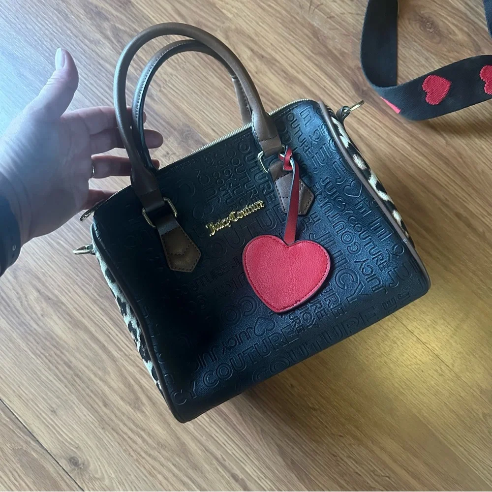 Women’s Juicy‎ Couture Black and Leopard Crossbody Satchel Purse Bag
